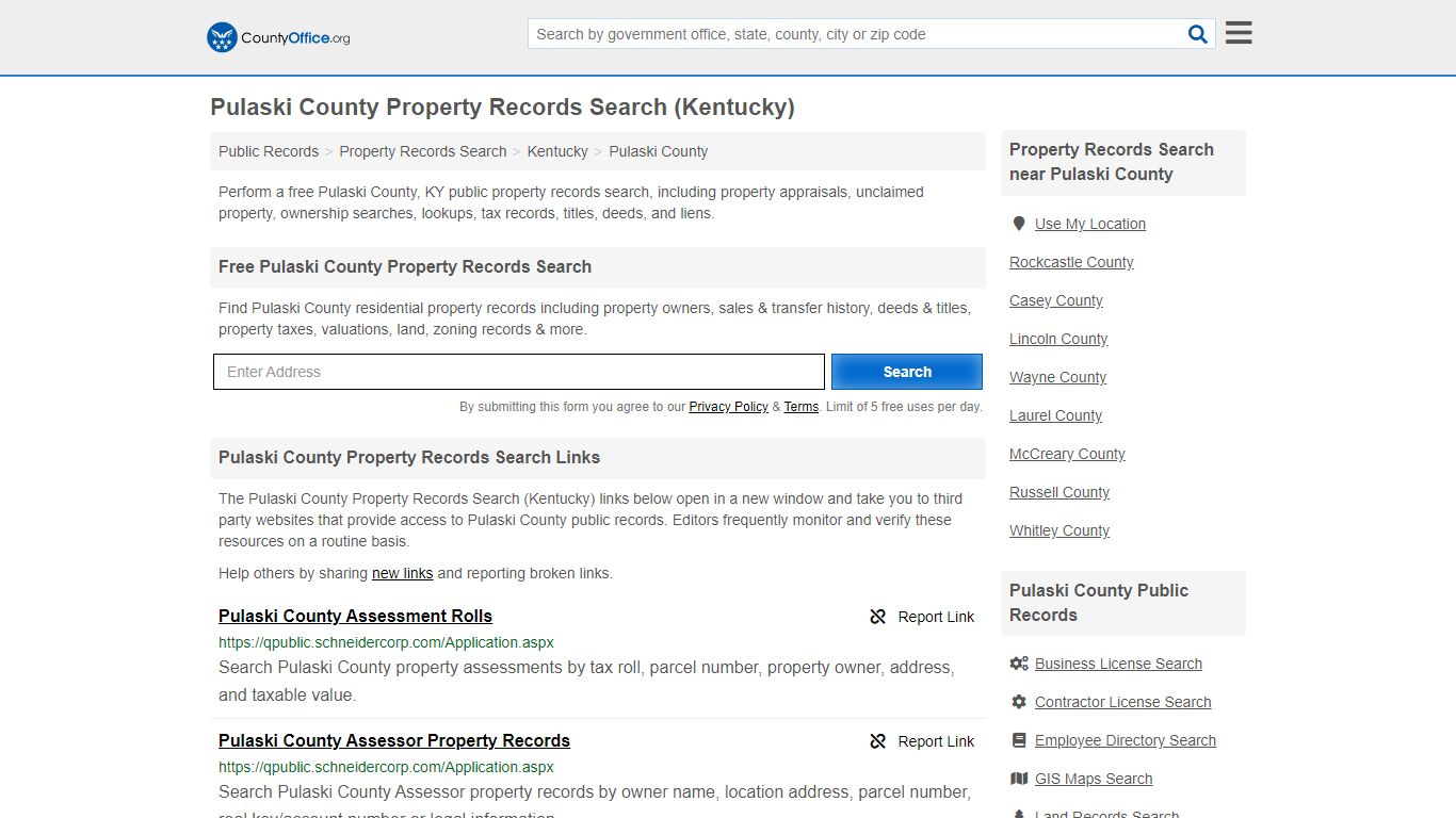 Property Records Search - Pulaski County, KY (Assessments ...